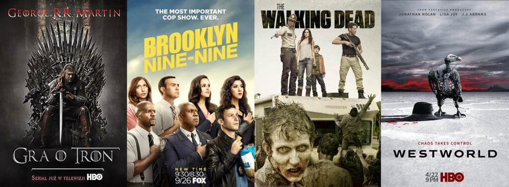 plakaty: Gra o Tron, Brooklyn Nine-Nine, The Walking Dead, Westworld