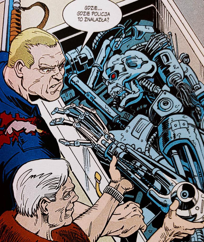Szczątki zmiażdżonego Terminatora w komiksie Terminator: Nawałnica