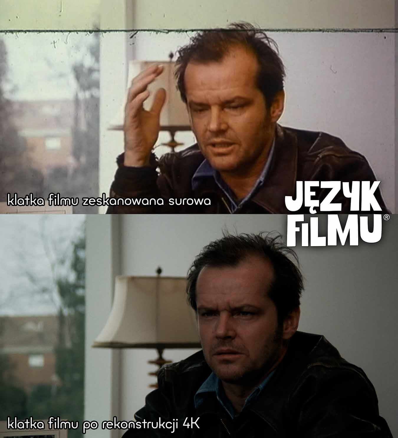 Porównanie klatki przed i po rekonstrukcji 4K